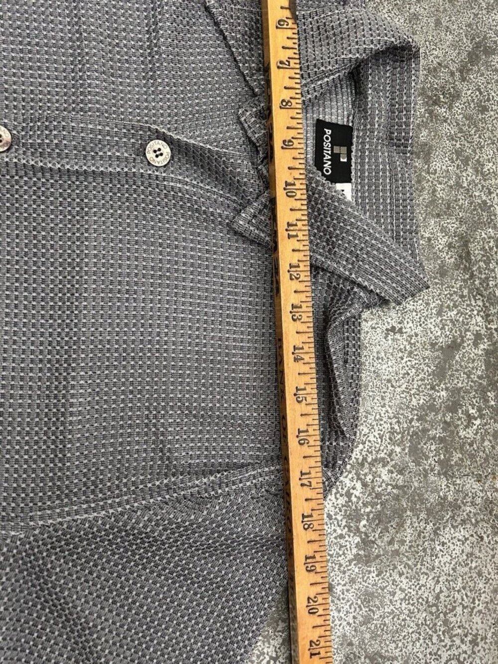 Vintage Positano Mens Disco Party Shirt Mesh Textured Size M Grey Open Collar - Picture 13 of 14